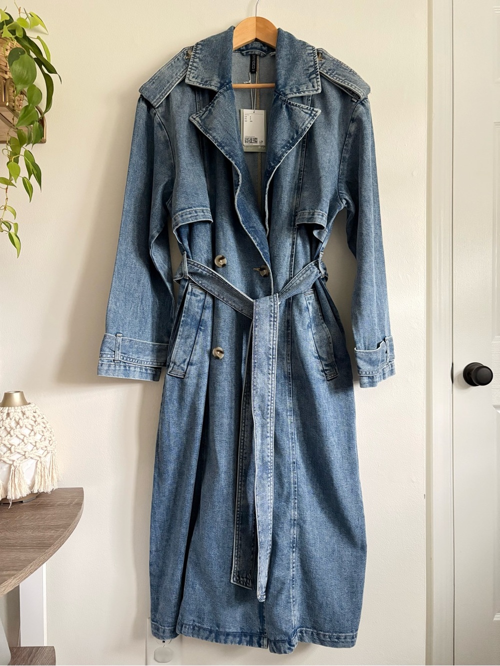 H&M Divided Double-Breasted Denim Trench Coat NEW
